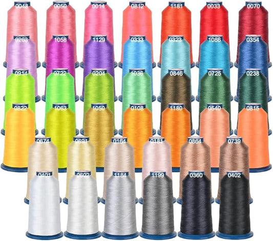 BAi Embroidery Thread Set 40 Brilliant Colors, 40WT (108D/2) High-Tenacity Polyester, 4000M Each Spool Smooth, Fade-Resistant, Professional Thread for Commercial Embroidery Machines