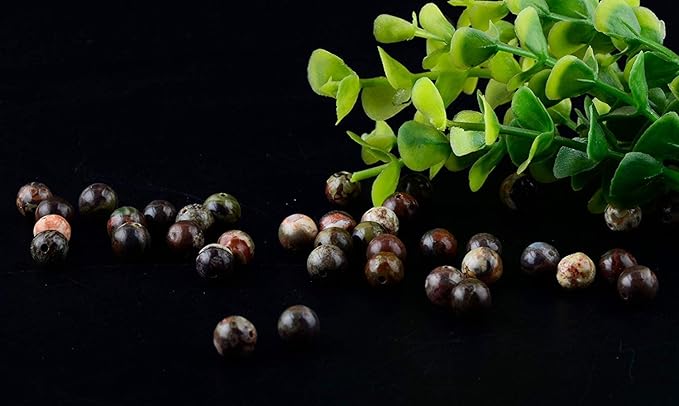 Natural Stone Beads 100pcs 10mm Ocean Jade Round Genuine Real Stone Beading Loose Gemstone Hole Size 1mm DIY Smooth Beads for Bracelet Necklace Earrings Jewelry Making (Ocean Jade, 10mm)
