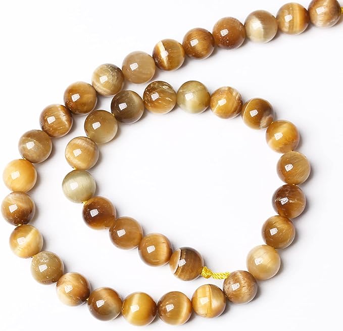 76PCS 10mm AAA Natural Tiger Eye Stone Beads Gemstone Round Spacer Loose Beads for Jewelry Making DIY Bracelet,Necklace, Earrings 2 Strand 32"