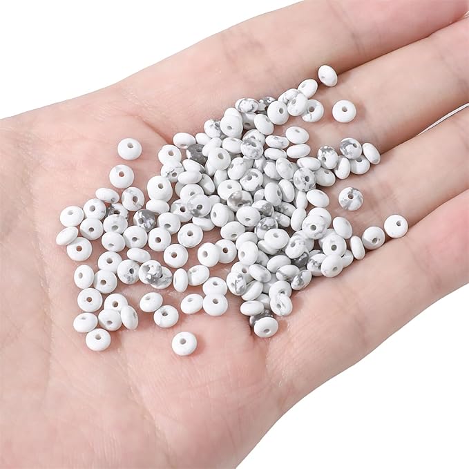 beadia natural white howlite disk stone beads 4x2mm 160pcs rondelle loose semi gemstone beads for jewelry making design