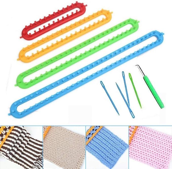 1 Set Portable Knitting Kit, Needle Scarf Knitter Weaving Loom Knitting Kit, Weaving Tool Sewing Accessories(red)