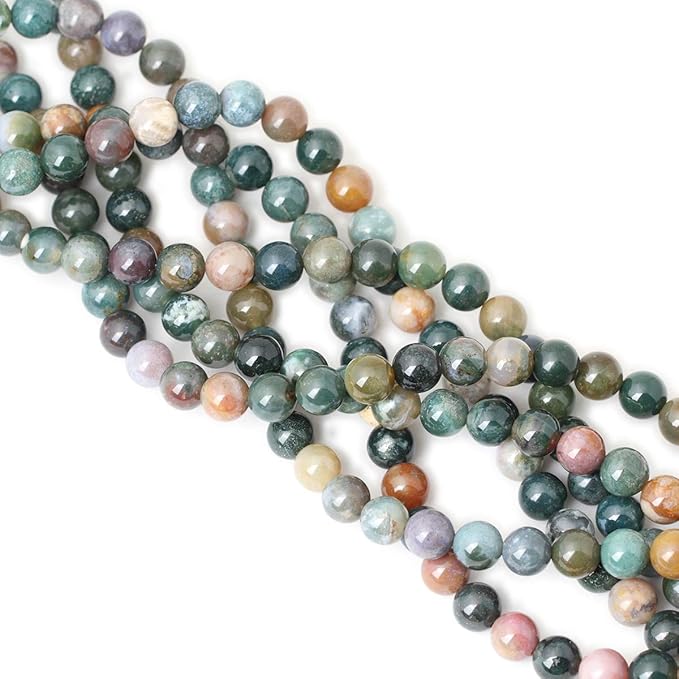 35PCS 10mm Natural Indian Agate Gemstone Round Loose Beads for Jewelry Making DIY 1 Strand 15"