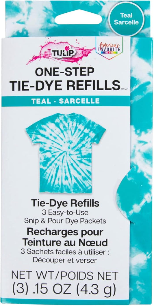 Tulip One-Step Tie-Dye Kit , 3 Fabric Dye Refill Packs, Packs, Teal
