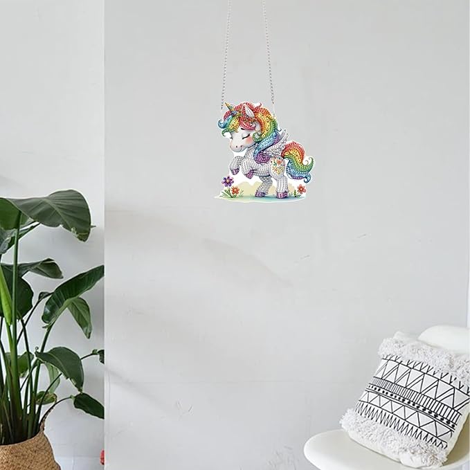 TDFERAN Diamond Painting Pendant Colorful Unicorn DIY Diamond Art Decoration Kit Window Pendant, Gem Art Wall Home Window Decoration Adult Digital Painting Women Crafts Hobby