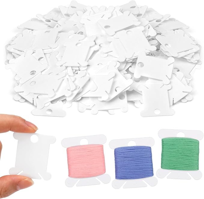 Plastic Floss Bobbins, 150 White Plastic Embroidery Floss Bobbins, Embroidery Floss Organizer Cards for Cross Stitch Thread Craft DIY Sewing Storage, Hard Floss bobbins