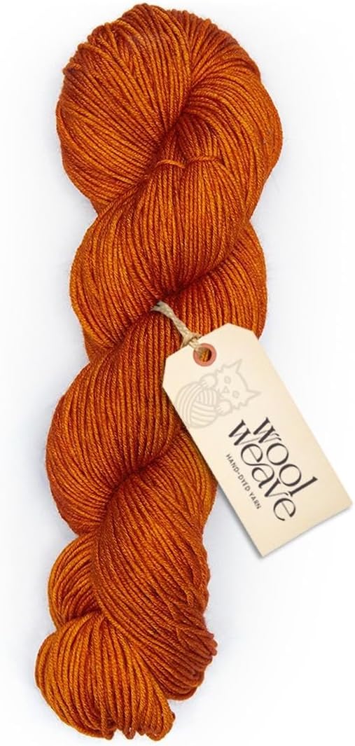 Superwash Merino Wool Yarn for Knitting & Crocheting - Premium Hand Dyed, 100gr, 240 Yards Dk Weight - Luxurious, Soft & Durable Dark Orange Yarn