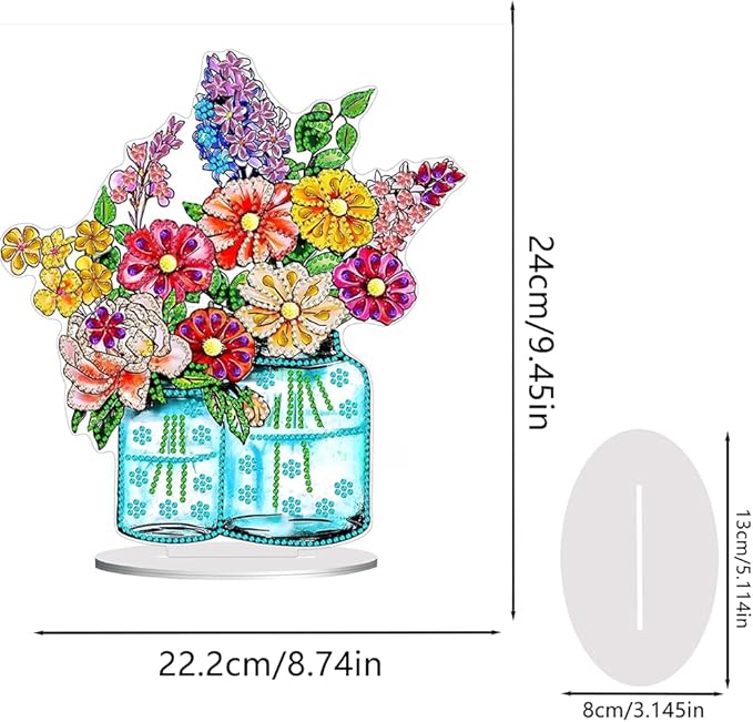 hyzsj DIY Diamond Desktop Ornament Vase,Crystal Diamond Art Painting Tabletop Ornaments Single Sided,Ornament for Adult Beginner Home Office Decor Crafts Gift