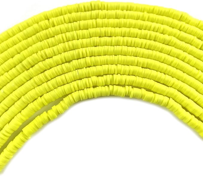3500 Pcs 6mm Colorful Flat Clay Beads for DIY Polymer Round Handmade Jewelry Making for Necklace Bracelet Earring Pendant and Anklet Craft Making(Yellow)