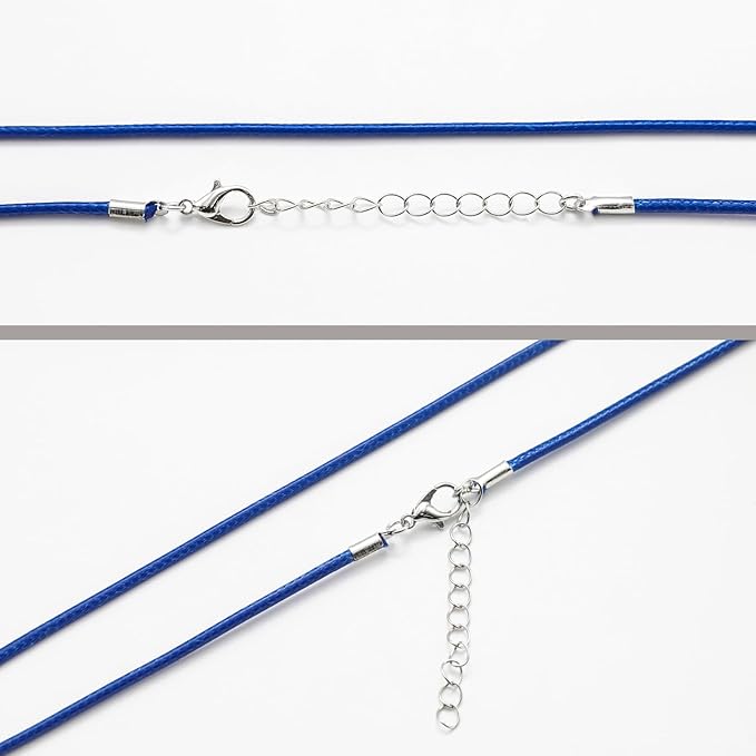 10 Pcs 2.0mm Leather Necklace Cords with Clasp,Waxed Cords,Necklace Ropes for Pendants and Jewelry Making(Royal Blue)