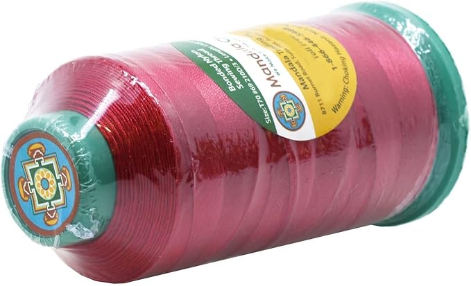 Mandala Crafts Bonded Nylon Thread Red Heavy Duty Sewing Threads - 1500 YDs Size 69 210D T70 Tex 70 Thread for Leather Jeans Weaving Outdoor Marine Upholstery Threads