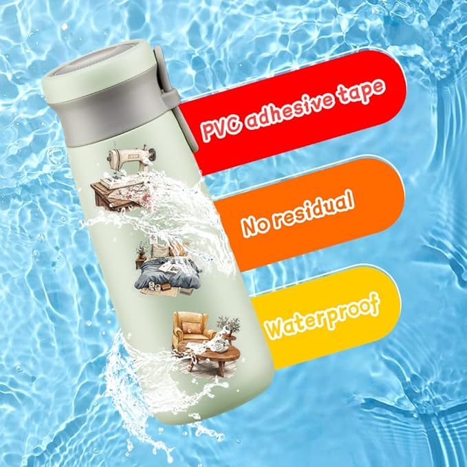 50Pcs Waterproof Vintage Stickers,Scrapbooking Supplies Kit,Aesthetic Decorative Craft Sticker for Planner, Bullet Journaling, Junk Journal, Water Bottles, Laptop, Retro Craft.Retro Scene