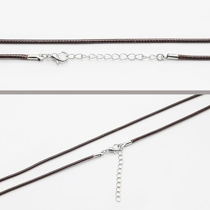 10 Pcs 2.0mm Leather Necklace Cords with Clasp,Waxed Cords,Necklace Ropes for Pendants and Jewelry Making(Coffee)