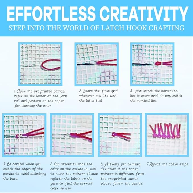 ORIGACH Starry Night Sky Latch Hook Rug Kit for Adults Printed Rug Making Kit Handmade Carpet Tapestry Cover with Hook Latch and Preprinted Canvas, Home Arts Crafts Sofa Decor, 20.5x15inch