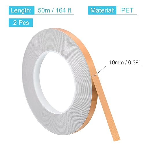 uxcell Metallic Tape, 0.39 in x 164 ft Self Adhesive Metalized Polyester Film Tape Waterproof Washi Tape for Walls Graphic Arts Gifts Wrapping Crafts Decoration, Brushed Rose Gold, 2 Pcs