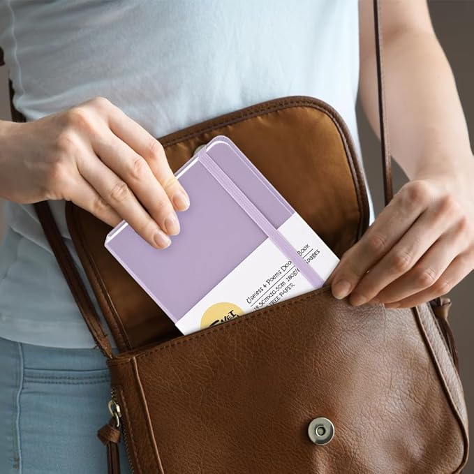 Hardcover 96Pages Blank Sketch Book for Drawing, Small 5.7x4.1 Pocket Journal Notebook for Travel, 180gsm Thick Paper Diary Notebooks for Work, PU Cover Memo for Writing. Purple