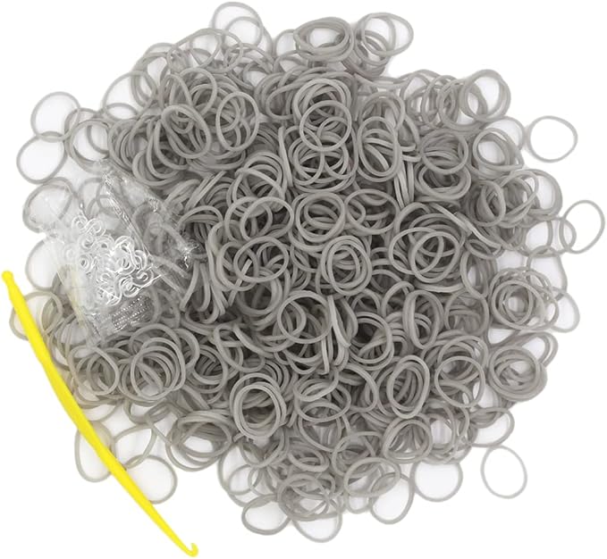 Salome Idea 3000Pcs Loom Rubber Bands Refill Kit, Includes 75 S-Clips & 5 Hooks, Premium Rubber Band Bracelet Making Supplies for Kids DIY Crafting Gift (Grey)
