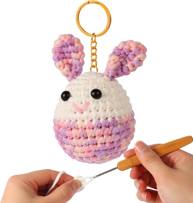 GougouStar Crochet Kit for Beginners, Animal Crochet Kits, Knitting Kit with Step-by-Step Video Tutorials and Crochet Accessories - Amigurumi Beginner Crochet Kit (Bunny)