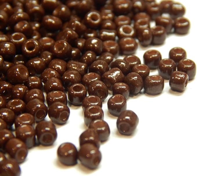 Perlin Glass Seed Beads 2mm 11/0 Round Mini Small Pony Beads 6500pcs for Making Earrings Bracelets Pendants Waist Jewelry DIY Handmade Opaque Color Kit (Brown)