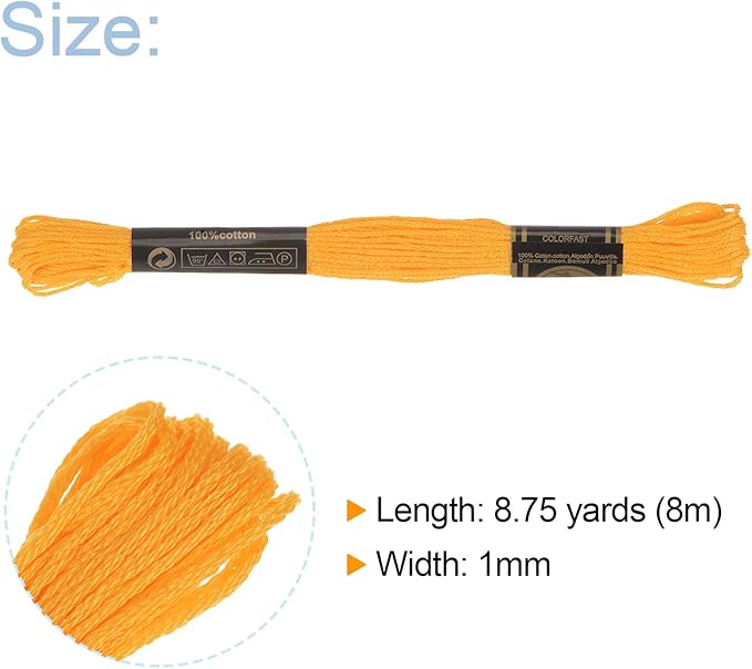 HARFINGTON 12 Skeins Embroidery Floss 8m Each Egyptian Long Fiber Cotton Cross Stitch Thread 26S/2x6 for Embroidery Projects Bracelet, Golden Tone