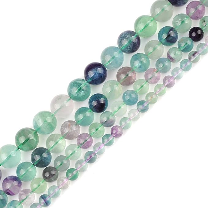 12mm Natural Fluorite Gemstone Round Loose Beads Crystal Stone Bracelet Necklace Accessories Crafts for Jewelry Making DIY,1 Strand 15"