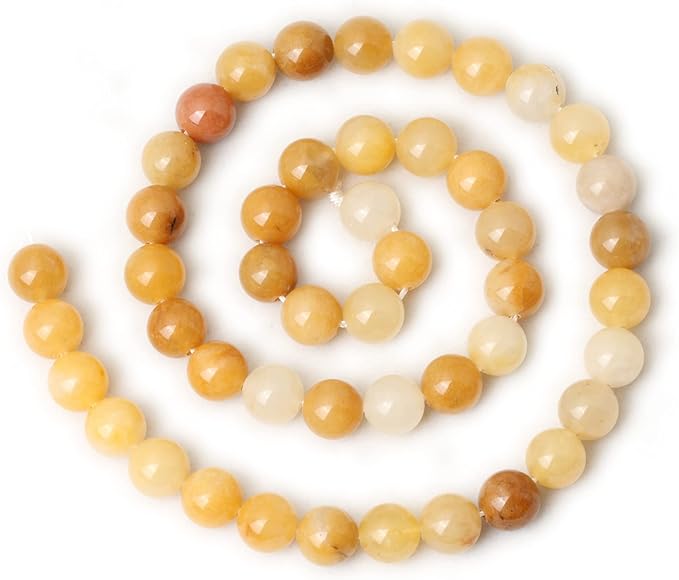 cheavian 45pcs 8mm natural yellow jade multi-color gemstone round loose beads for jewelry making diy handmade materials 1 strand 15"