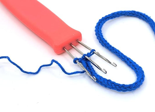 House Village Cordie - I-Cord Hand Tool for Knitting, Crochet, I-Cord Bind Offs and DIY Crafts (Coral Red) - Cord Maker, Compact Durable Craft Tool with Video Instructions