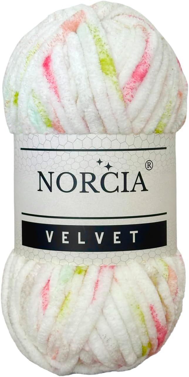 Soft Velvet Yarn Chenille Yarn for Crocheting Super Bulky (100g-3.50oz) (68m-74.3 yds) Baby Blanket Yarn for Knitting Amigurumi Yarn for Crochet Weaving Craft (Speckled Cherry, 1 Skein)