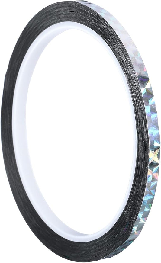 PATIKIL Prism Tape 0.2 Inch x 55 Yards, Holographic Metalized Reflective Adhesive for Detailing Accent Wall Decor Art, Silver