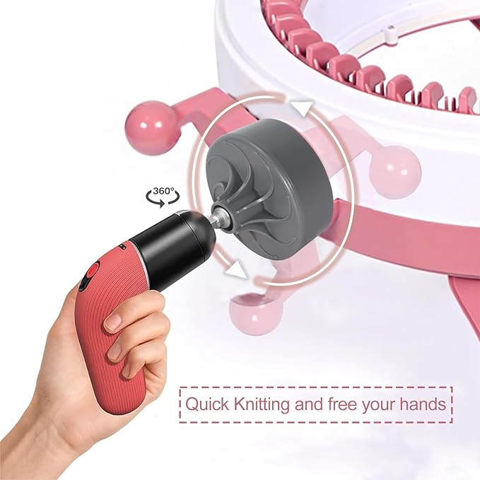 Knitting Machine Adapter, Quick Knit Replaceable Crochet Machine Adapter with Hex Bit Power Screwdriver, Compatible with 22/40/48 Knitting Machines Universal Accessories, Beginners DIY Hats, Socks