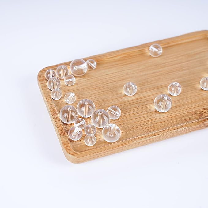 6mm Natural Clear Quartz Round Bead - 60PCS Bulk Gemstone Beads for Jewelry Making, DIY Bracelets, Necklaces - Includes Crystal Stretch Cord - Stone Beads for Crafting Gifts