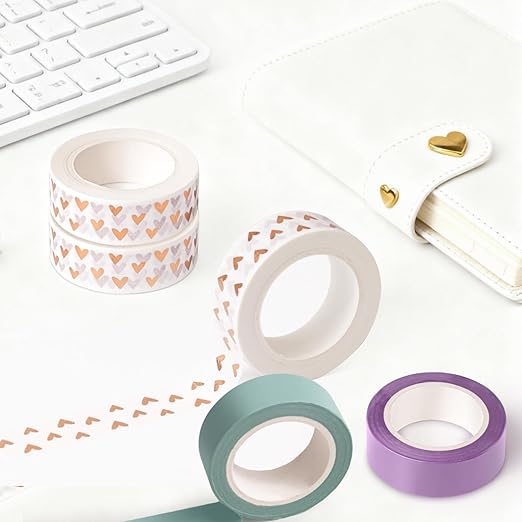 2Pack Pure White Washi Tapes, Self-Adhesive Decorative Masking Tape, Decor Journals Scrapbooks Planners DIY Crafts Gift