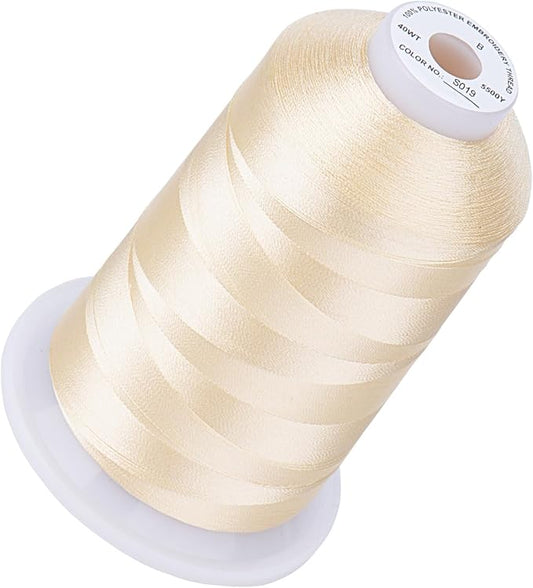 Simthread 5500Yds Embroidery Thread, 5000M High-Yardage 40WT 100% Polyester Thread – 170+ Vivid Colors, High-Speed Rated – Compatible with Brother, Singer, Janome & More - Macadiamia S019