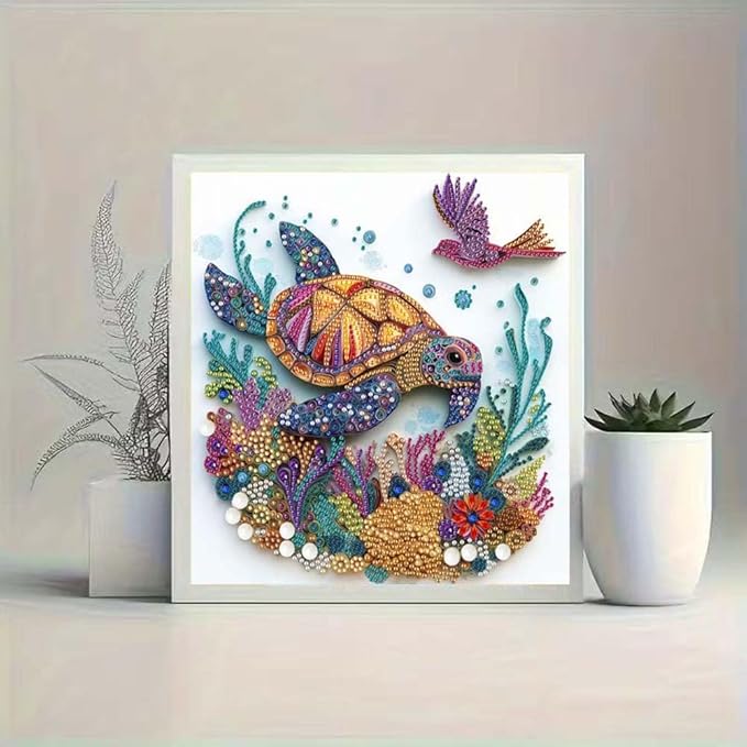 ZQEATRY Sea Turtle Diamond Painting Kits for Adults,5D Special Shape Diamond Art Kits for Adults Beginners,DIY Crystal Rhinestones Diamond Dots with Gem Art Kits,Home Wall Decor 12 X 12 inch