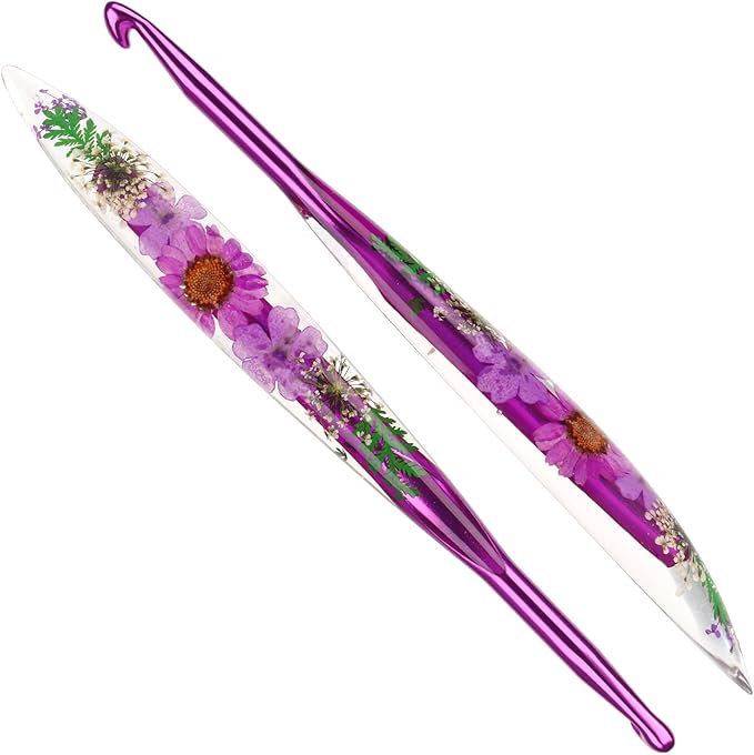 Katech 6.5mm Crochet Hooks with Floral Pattern-Elegant &Unique Crochet Needles-Longer Smooth Glide Crocheting Hook for Arthritic Hands, Beginners & Professional Ideal Crochet Gift(K)