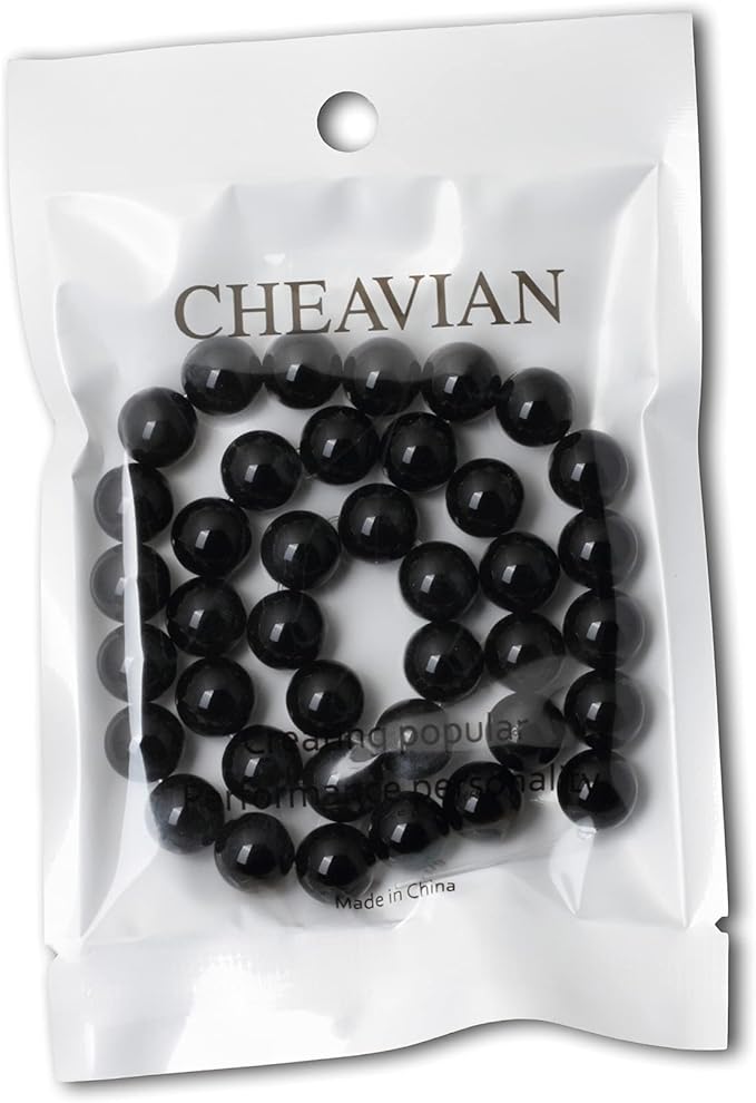 35PCS 10mm Black Smooth Polish Onyx Agate Gemstone Round Loose Beads for Jewelry Making 1 Strand 15"