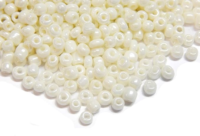 Perlin Glass Seed Beads 2mm 11/0 Round Mini Small Pony Beads 6500pcs for Making Earrings Bracelets Pendants Waist Jewelry DIY Handmade Opaque Color Kit (Beige)