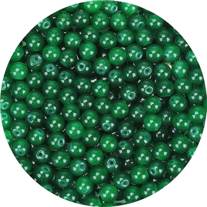 Dark Green Glass Beads for Crafts– Bright Color 8mm Crystal Glass Beads for Bracelets, Necklace & DIY Crafts
