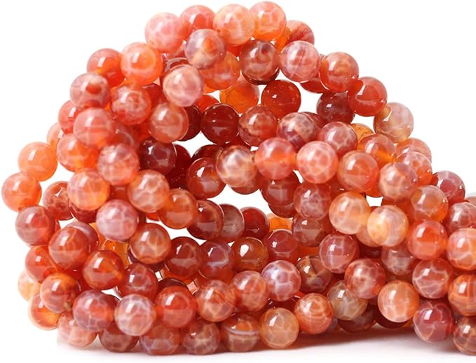 45PCS 8mm Natural Red Dragon Vein Agate Round Loose Beads for Jewelry Making 1 Strand 15 inch