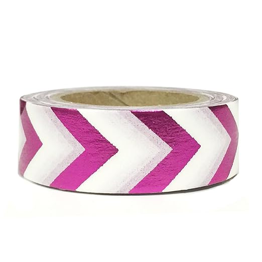 Wrapables Colorful Washi Masking Tape, Metallic Fuchsia Arrow