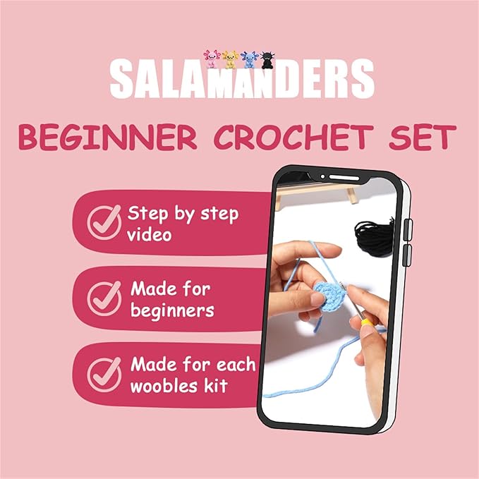 Milaflora 2Pack Axolotl Crochet Kit for Beginners Adults, DIY Crochet Animal Kit with Step-by-Step Video Tutorials, Crocheting Kits for Starters, Beginner Crochet Kit for Adults