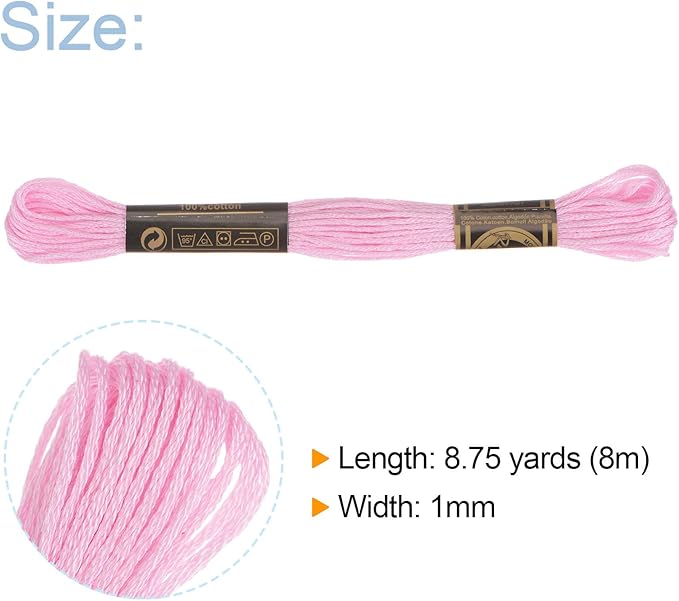 HARFINGTON 12 Skeins Embroidery Floss 8m Each Egyptian Long Fiber Cotton Cross Stitch Thread 26S/2x6 for Embroidery Projects Bracelet, Very Light Purple