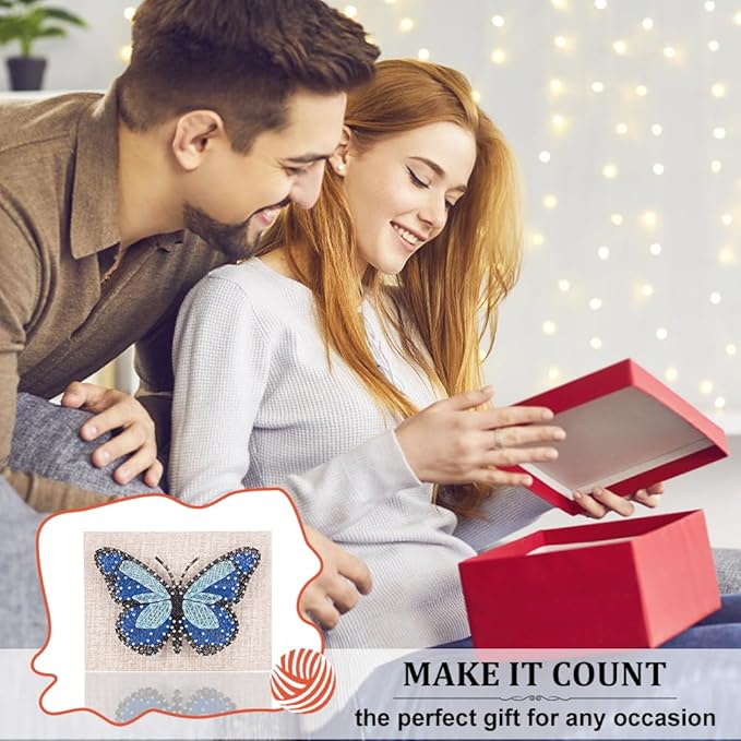 WEBEEDY DIY String Art Kit Blue Butterfly Craft Kit Creative Craft Kits 3D String Art Supplies for Adult Christmas Holiday Home Wall Table Decorations Gift
