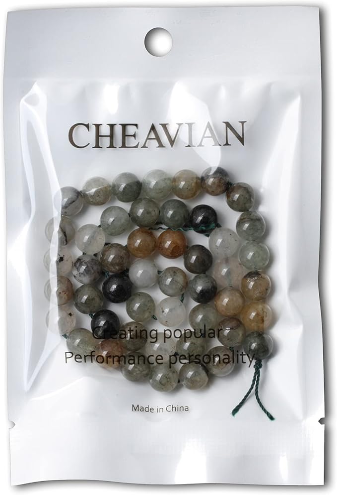 cheavian 45pcs 8mm natural green phantom crystal round loose beads for jewelry making 1 strand 15"