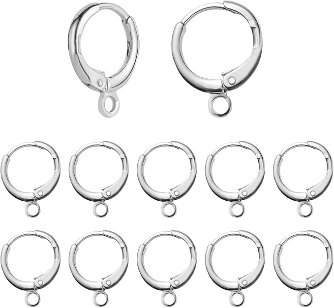 tmmate 60pcs silver filled hoop huggie earring hooks,hypoallergenic dangle tarnish resistant lever back earring hooks earwire for jewelry making supplies (silver)