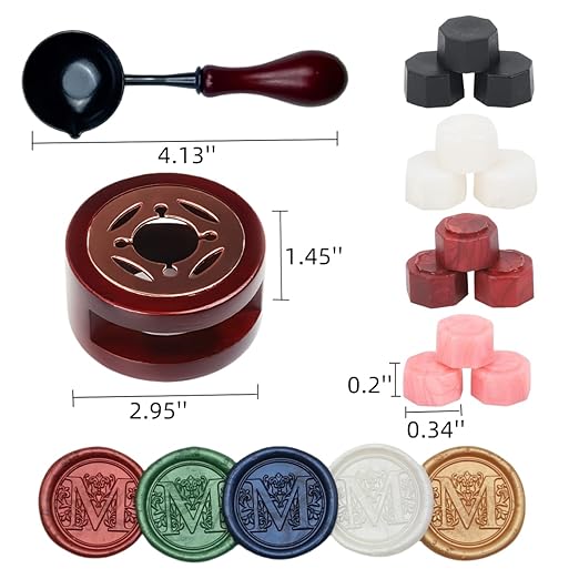 Wax Seal Warmer, ONWINPOR 400pcs Pearl Pink Sealing Wax Beads Kit with Warmer, Non-Slip Spoon, Candles for Envelopes, Stamp Letter Seal,Wedding Invitations (Pearl Pink)