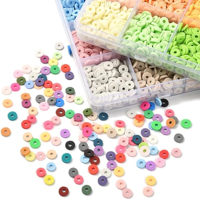 Echoed Elegance Clay Beads 2 Boxes Bracelet Making Kit, 7448 pcs Beads for Jewelry Making, Round Letter Beads with Charm and Elastic Strings, Friendship Bracelets Holiday Gifts for Girls Adults