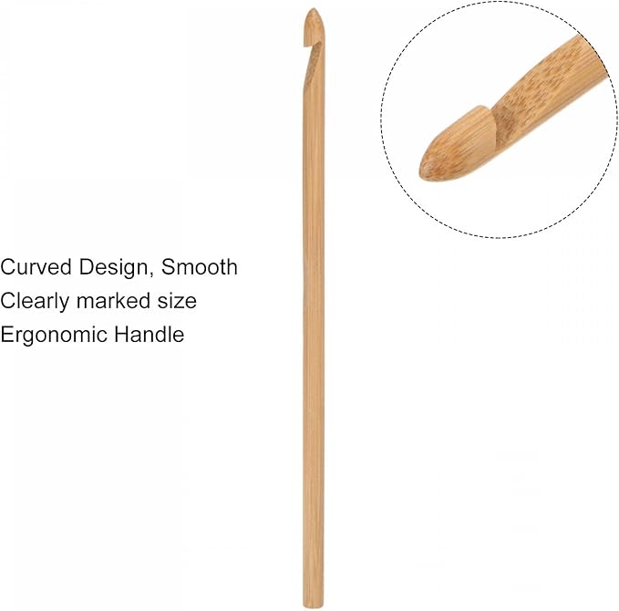 uxcell Wooden Bamboo Crochet Hook 5.5mm US Size I (Size 9) Knitting Crochet Needles for DIY Craft Yarn 6Pcs