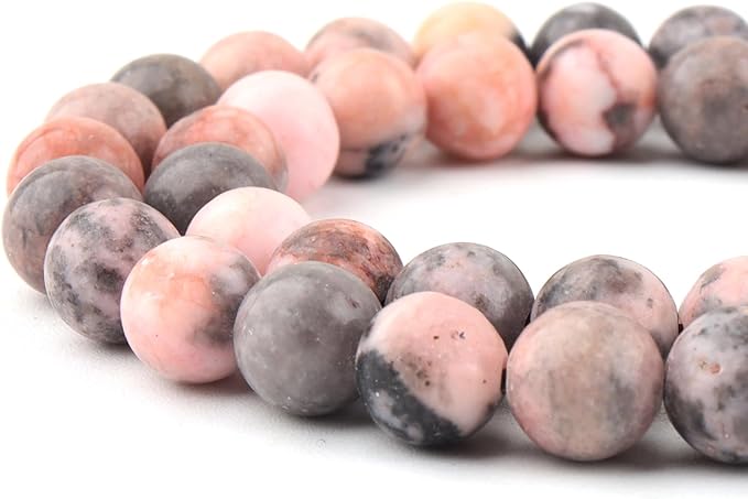 Natural Stone Beads for Jewelry Making - 6mm Gemstone Round Beads for Bracelets(58-60pcs, Pink Australian Zebra)