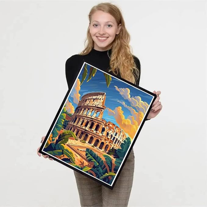 6 Pack Stamped Cross Stitch Kits for Adults - Cross Stitch Kits for Beginners,11 CT Famous Cityscape Cross Stitch Patterns Dimensions DIY Counted Cross Stitch Kits for Adults Arts Craft 12x16 inch