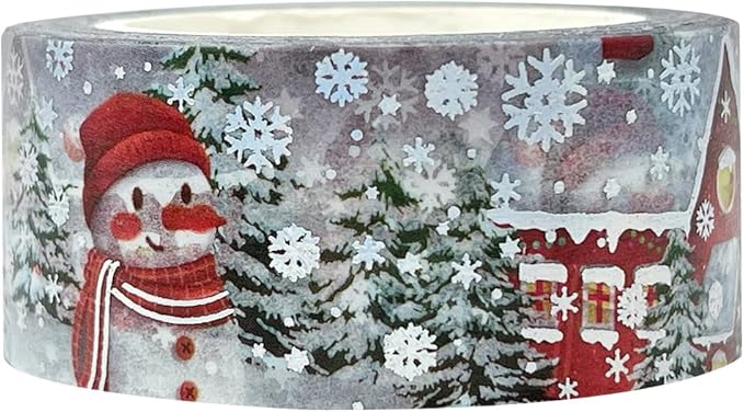 allydrew Holographic Foil Washi Masking Tape, 20mm x 10M, Gingerbread House & Snowman